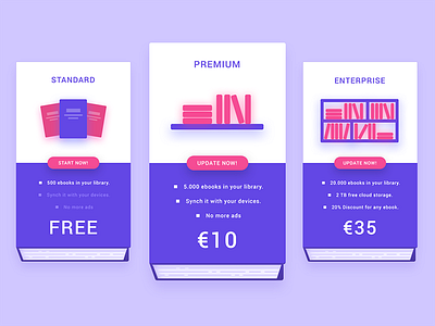 Ebook App Pricing. 030 blue book daily ui pink pricing purple ui ui design ux