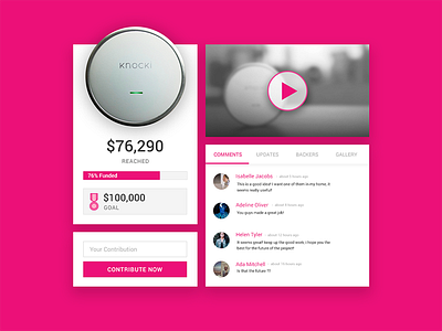Knocki Crowdfunding Campaign. 032 campaign crowdfunding daily ui knocki pink ui ui design ux