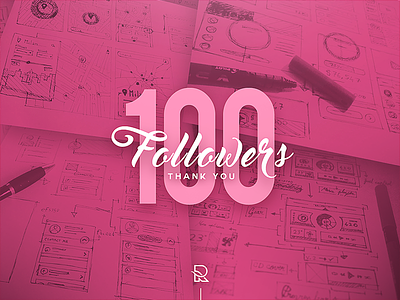 Thank You ! - 100 Dribbble Followers 100 100 followers dribbble followers paper pen pilot sketch sketches thanks ui ux