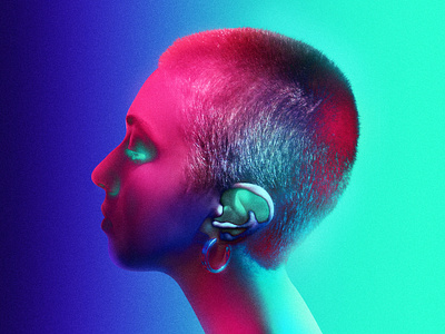 Neon Surrealism - Evanescente body colored colors cyberpunk ear girl glowy head neon neon colors neon surrealism photography portrait retro skinhead surrealism