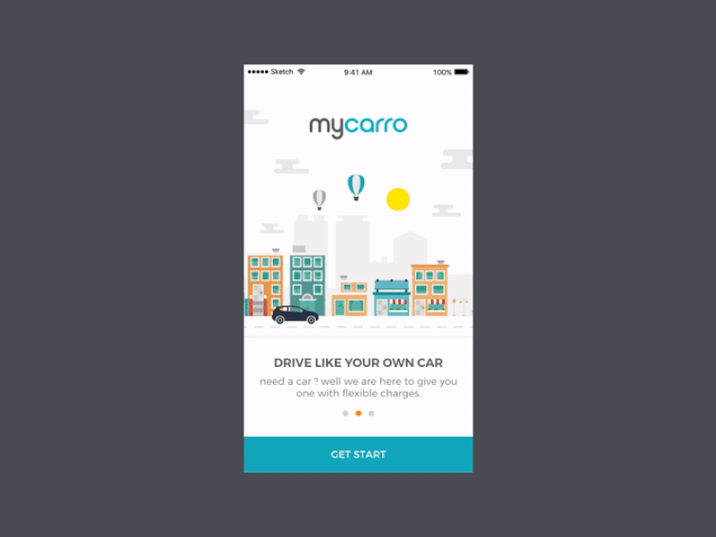 mycarro - on demand car animation car gif interaction light playoffs rent self drive car ui ui design ui kit ux