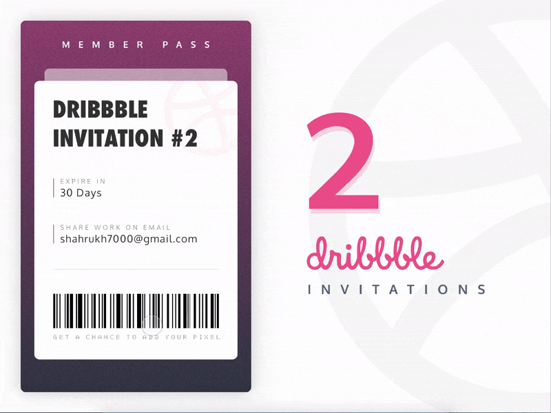 2 Dribbble Invites animation cards draft dribbble invite invitations invite minimal pass ui