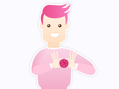 Dribbble is Love <3 character dribbble hands illustration inspiration love pink rebound sticker sticker mule