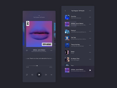 Music App album app audio dark dark theme design interaction invision invisionstudio minimal music music app player ui user interface ux