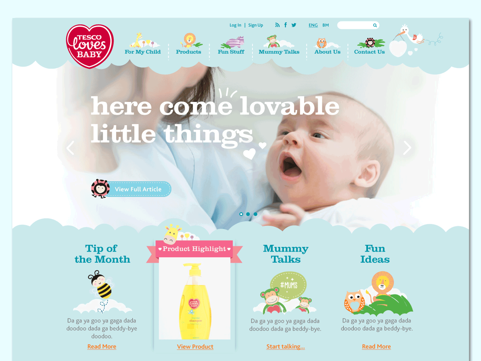 Tesco Loves Baby (now known as Fred & Flo) site Design by Erin
