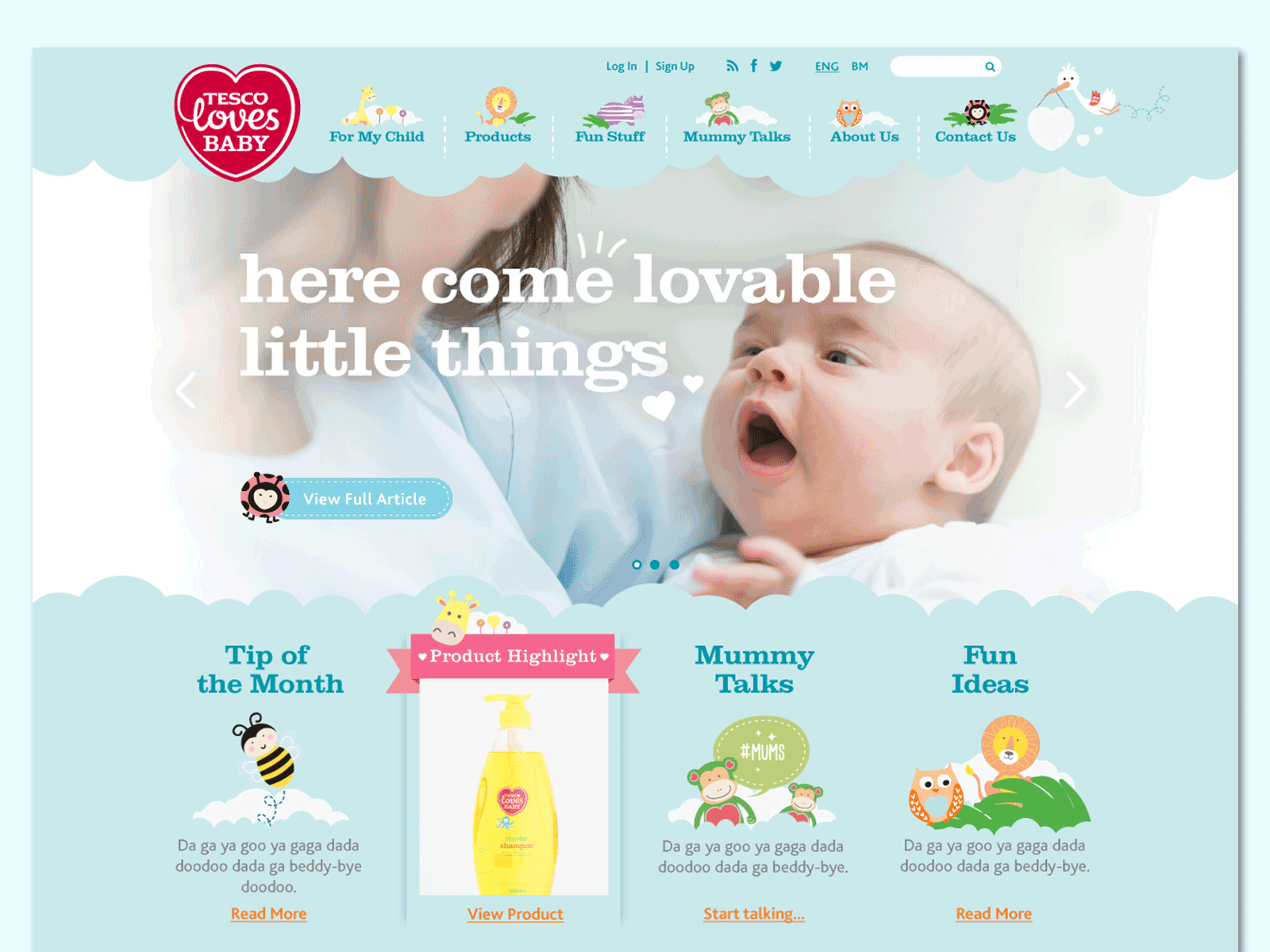 Tesco Loves Baby (now known as Fred & Flo) Website Design baby tesco webdesign website