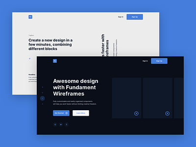Fundament Web Wireframe Kit II app concept design flat minimal typography ui ux web website