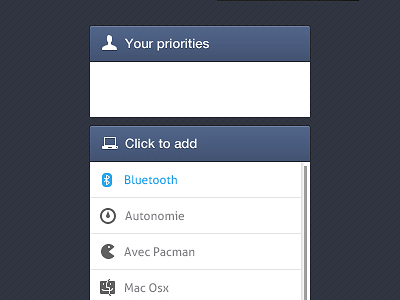 Menu drag and drop and autonomie blue bluetooth clean design drag drop france mac mathieubrg menu pacman perfect pixel ui