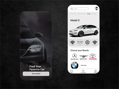 Find Favorite car app app design graphic design ui ux