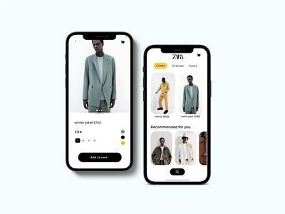 Ecommerce Zara app - Mobile App ui ux