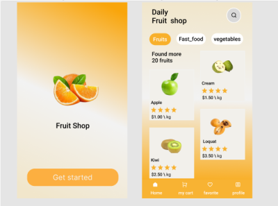 Fruit Shop app design ui ux