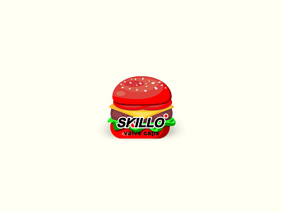 SKILLO Burger Red Hot series valve caps branding buger collection graphic design illustration logo motion graphics