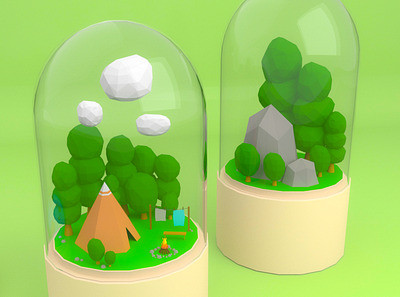 low poly camping 3d design graphic design