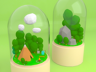 low poly camping