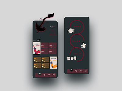 Restaurant App app branding creative design figma food graphic design icon illustration interface logo mobile phone productdesign red restaurant ui ux vector wine