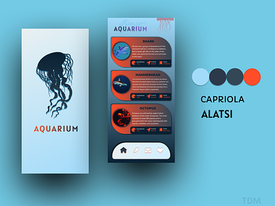 Aquarium App app aquarium blue branding design fish graphic design icon illustration logo mobile ocean octopus phone shark ui ux vector water web