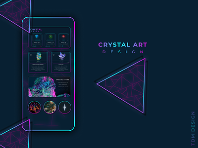 Crystal App Design 3d animation app blue branding crystal dark design gem gemstone graphic design icon illustration logo mobile motion graphics purple ui ux vector