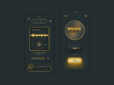 Gold Theme MusicApp UI