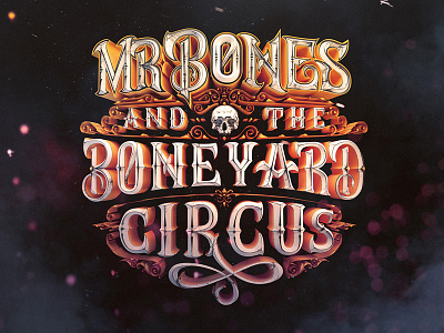 Mr Bones and the Boneyard Circus 3d 3d illustration bones cinema 4d dark machineast skull type design typography