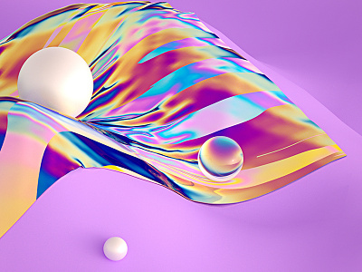 Oh My Pastel #04 3d illustration abstract cinema 4d cloth design digital art holographic machineast pastel rainbow sphere