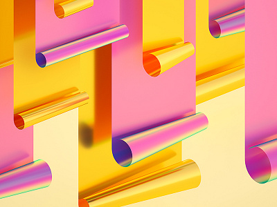 Rainbow Paper Series #02 3d illustration abstract cinema 4d design digital art gold holographic machineast paper pink rainbow