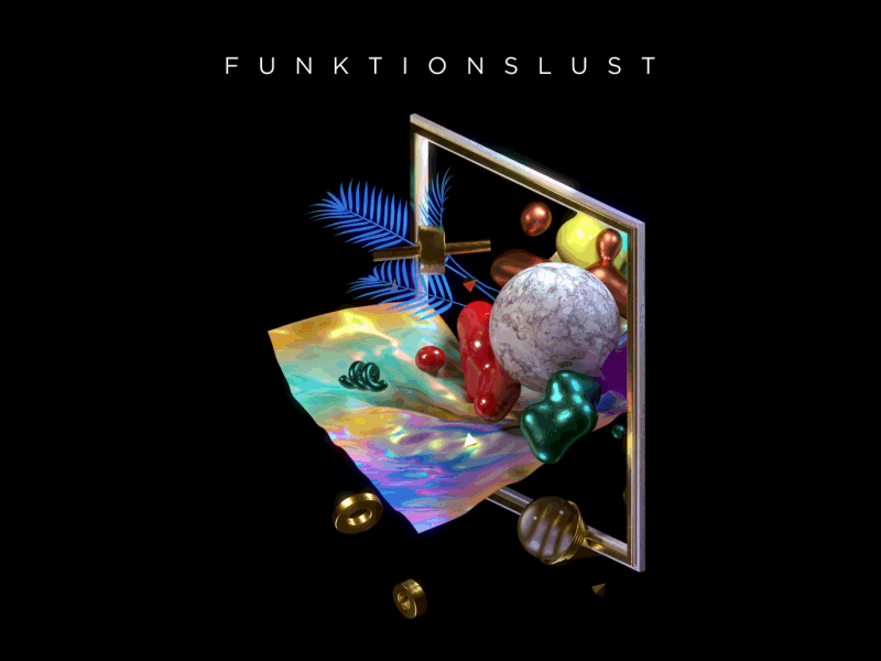 Funktionslust EP Cover 3d abstract art cinema 4d colors gold holographic machineast marble motion music rainbow