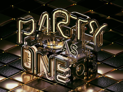 Heineken - Party As One (Black & Gold) 3d 3d typography black c4d dj gold graphic design octanerender one otoy party pipe