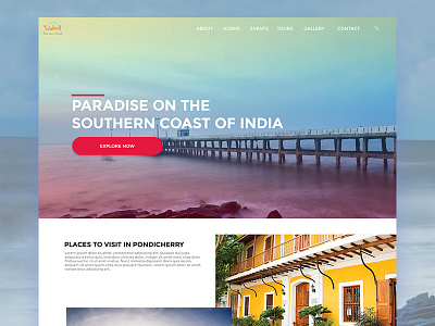 #Daily UI/UX - Tourism Website paradise pondicherry tourism ui ux webdesign