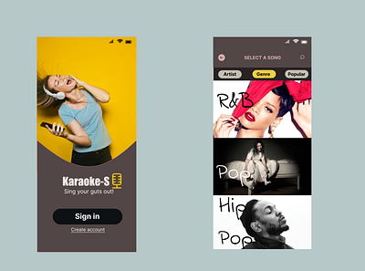 Karaoke Mobile App UI Design design figma graphic design ui ux