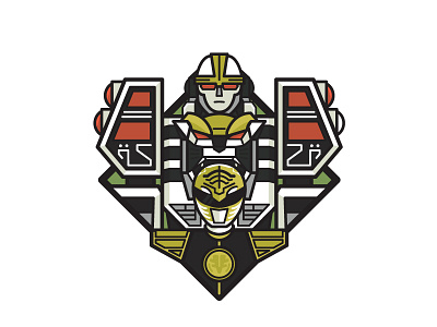 White Ranger 90s illustration power ranger tiger vector