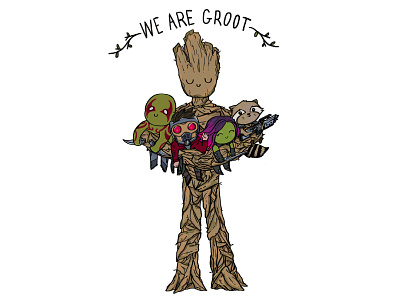 We Are Groot art disney fanart groot guardians of the galaxy illustration marvel shirt