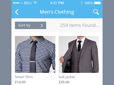 Clothing App clean clothes flat fun men practice simple ui