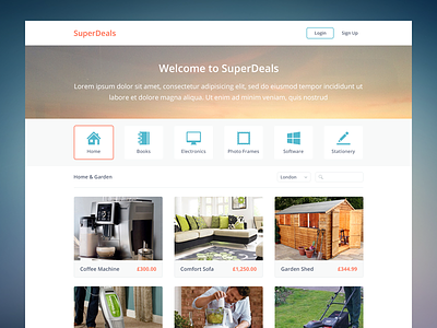 SuperDeals clean deals flat ikons practice simple ui web