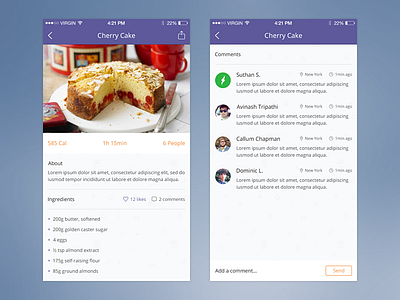 Recipe app clean mobile recipes ui ux wireframe