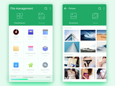 File management design green icon interface ue ui