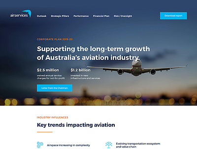 Air Services Australia airline services aviation corporate home page report web design