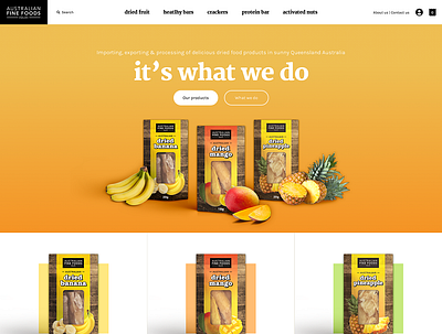 Australian Fine Foods fruit home page web design yellow