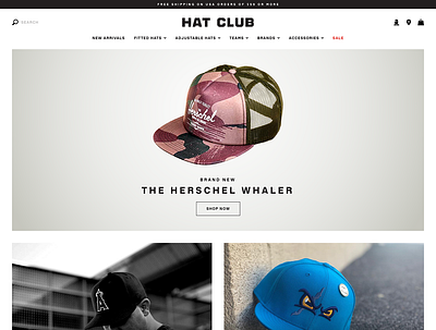 The Hat Club classic ecommerce hats home page shopify plus