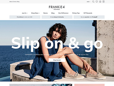 Frankie 4 ecommerce home page shoes shopify plus web design womens