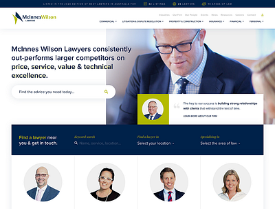 McIinnes Wilson home page lawyers website concept website design