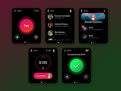 Send Cash Smart Watch App Concept uiux design watch app xddailychallenge