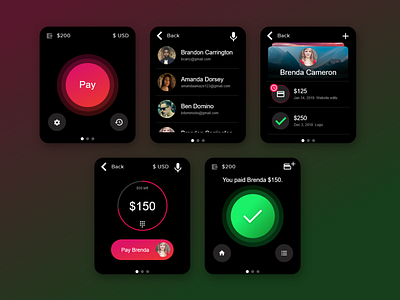 Send Cash Smart Watch App Concept