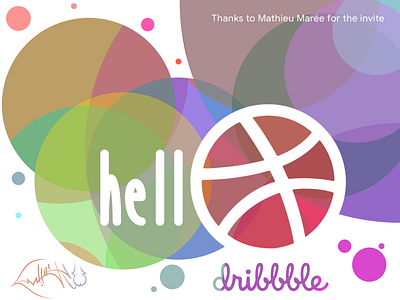 Hello Dribbble ball colors debut gimp illustration