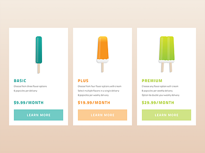 Daily UI #030: Pricing daily ui dailyui dailyui030 illustration popsicle pricing subscription summer ui ui design