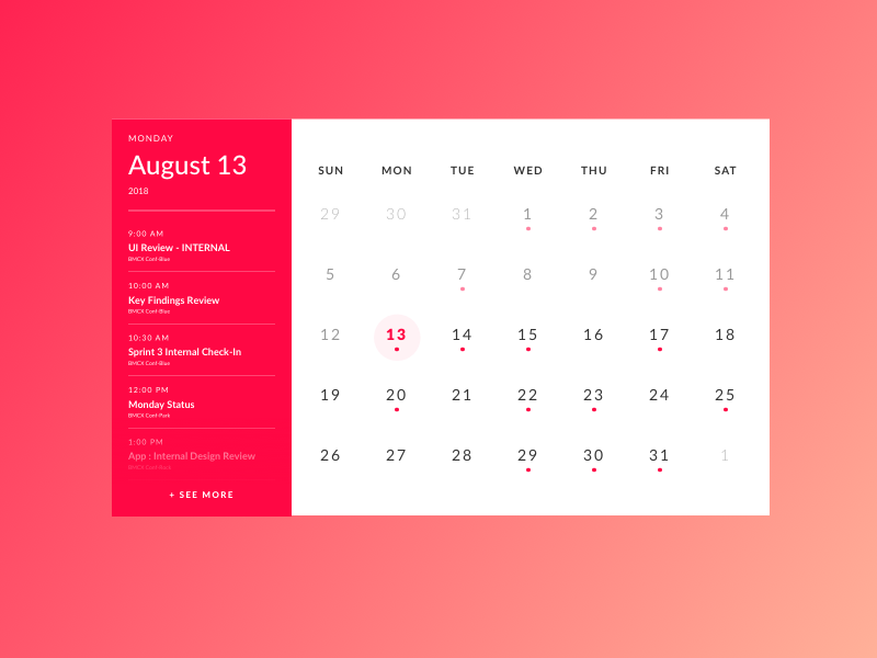 Dail UI #038: Calendar by Jenn Upton on Dribbble