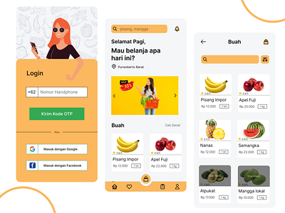 Green Grocer App: Pasar Ibu app design icon illustration logo typography ui ux