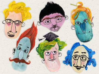 Heads brush color drawing fineliner heads illustration paint people project student