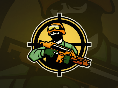 Military Soldier Gaming Mascot Logo army esports futuristic gaming logo logo design mascot mascot logo military soldier terrorist troop