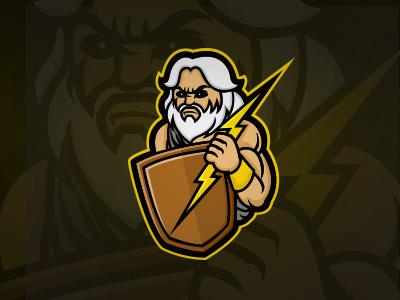 Zeus Mascot Logo bolt esports esports logo gaming jupiter lightning logo logo design mascot mascot logo thunderbolt zeus