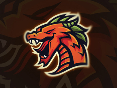 Mighty Dragon Mascot Logo dragon drake esports fiery fire gaming logo mascot orange sports